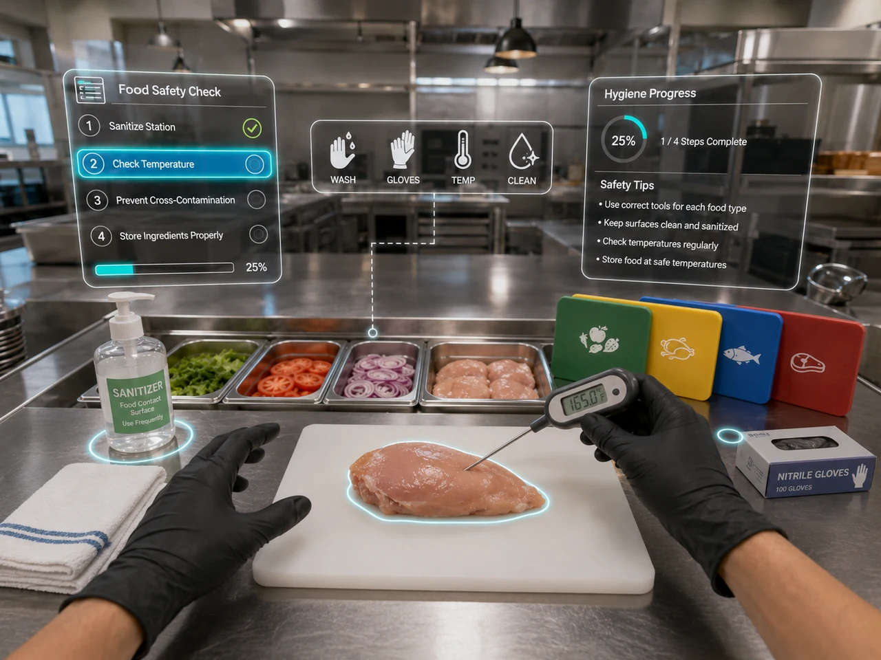 Interactive first-person VR food safety and hygiene training